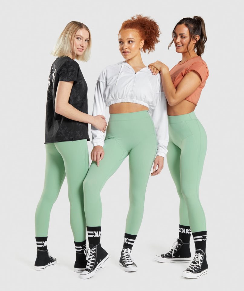 Women\'s Gymshark KK Fit 7/8 Leggings Light Green | NZ 3IKXMW